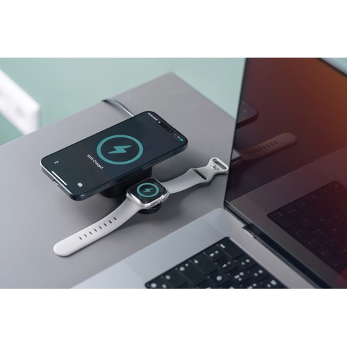 black Cargador inalámbrico Urban Vitamin Goleta 2 en 1 de 15W