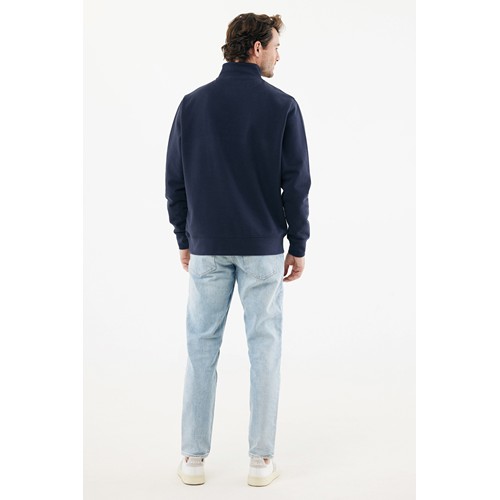 azul marino IQONIQ Elgon Sudadera Media Cremallera Algodón Reciclado