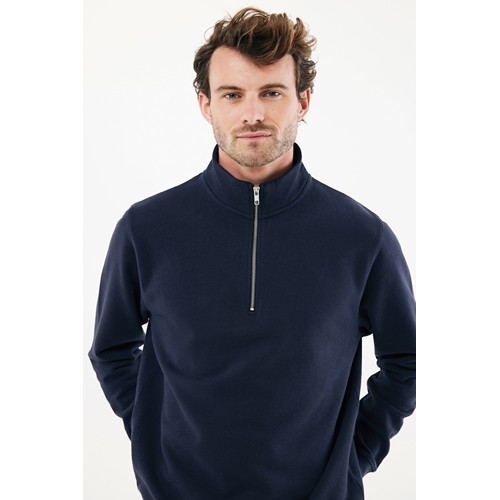 azul marino IQONIQ Elgon Sudadera Media Cremallera Algodón Reciclado