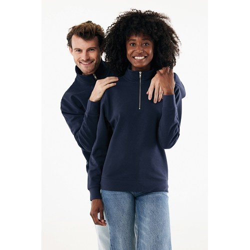azul marino IQONIQ Elgon Sudadera Media Cremallera Algodón Reciclado