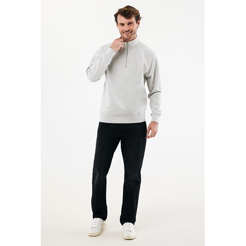 moteado gris claro IQONIQ Elgon Sudadera Media Cremallera Algodón Reciclado