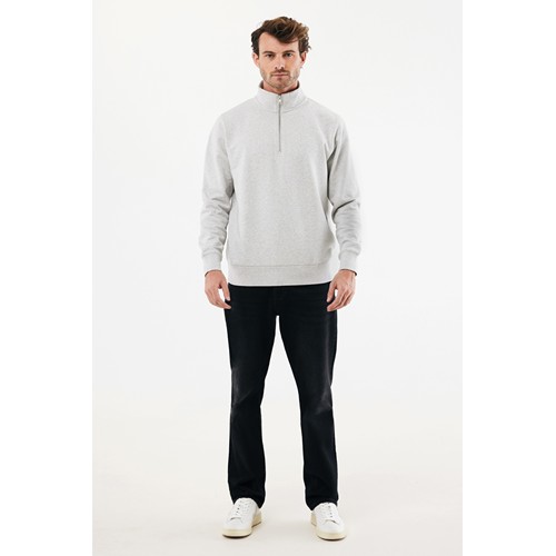 moteado gris claro IQONIQ Elgon Sudadera Media Cremallera Algodón Reciclado