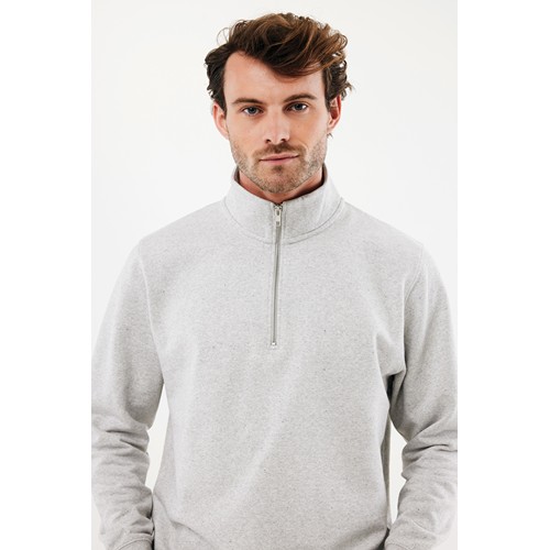moteado gris claro IQONIQ Elgon Sudadera Media Cremallera Algodón Reciclado