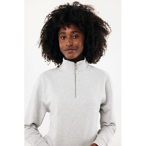 moteado gris claro IQONIQ Elgon Sudadera Media Cremallera Algodón Reciclado