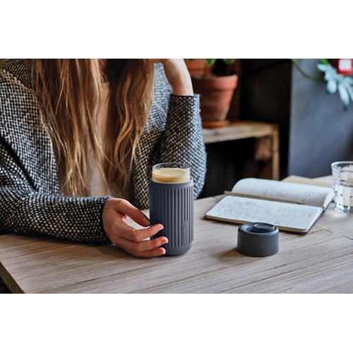 gray Vaso de vidrio Black+Blum de 340 ml