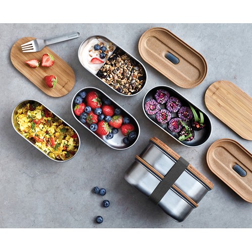 Boîte à bento double en acier inoxydable Black+Blum - 18