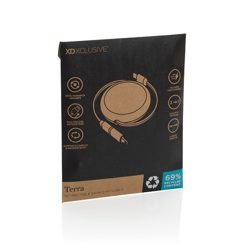 Cable retráctil 2 en 1 aluminio reciclado Terra RCS  240W