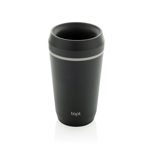 Vaso de plástico reciclado Topl To Go con tapa patentada 360
