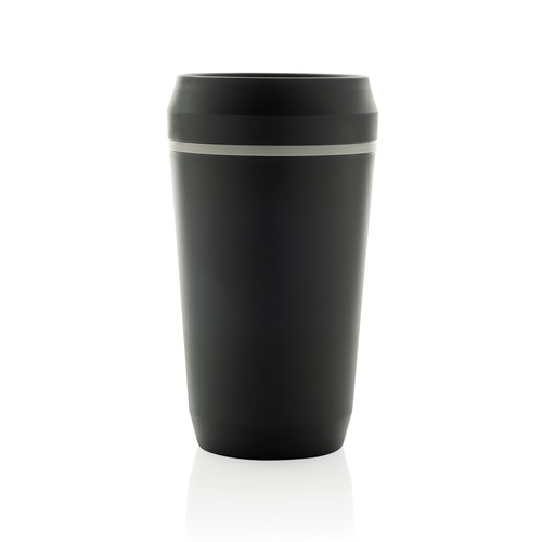 Vaso de plástico reciclado Topl To Go con tapa patentada 360