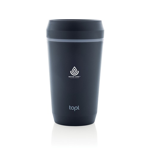 Vaso de plástico reciclado Topl To Go con tapa patentada 360
