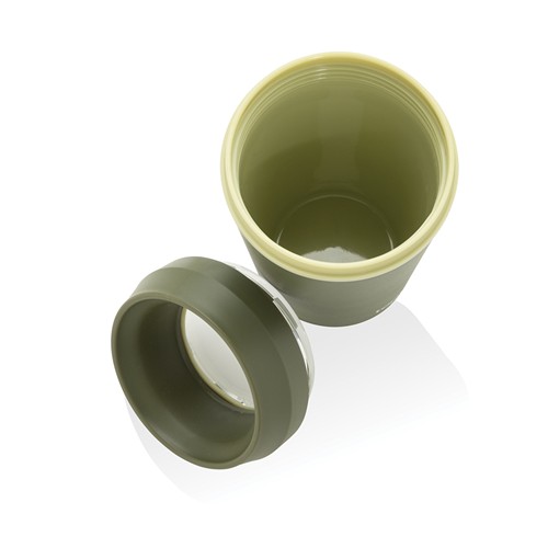 Vaso de plástico reciclado Topl To Go con tapa patentada 360