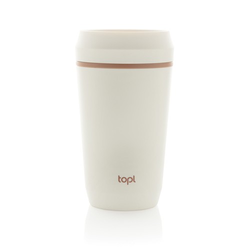 Vaso de plástico reciclado Topl To Go con tapa patentada 360