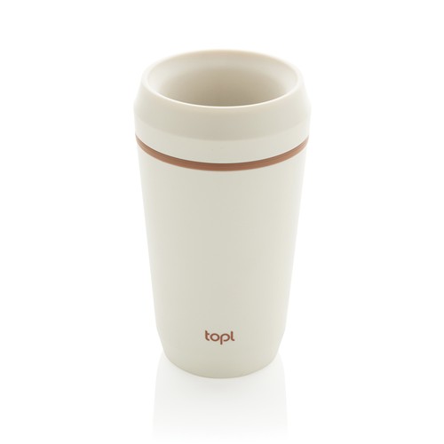 Vaso de plástico reciclado Topl To Go con tapa patentada 360