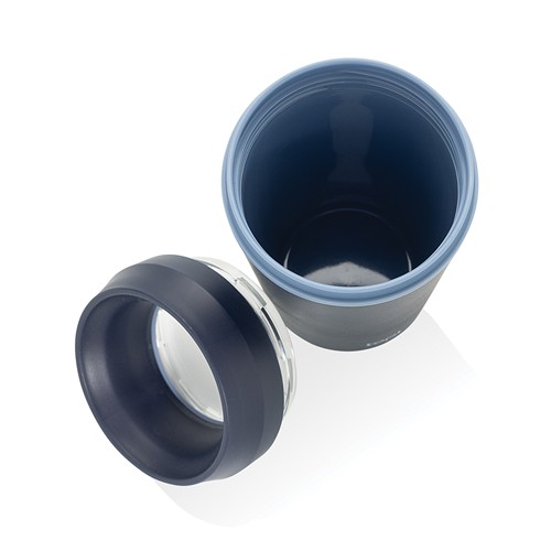 azul marino Vaso de plástico reciclado Topl To Go con tapa patentada 360