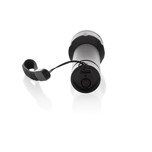 black Linterna recargable por USB Flara RSC de plástico reciclado