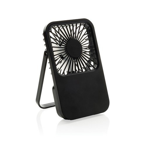 black Ventilador escritorio recargable plástico reciclado Aervina