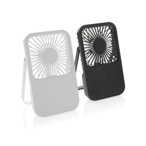 black Ventilador escritorio recargable plástico reciclado Aervina