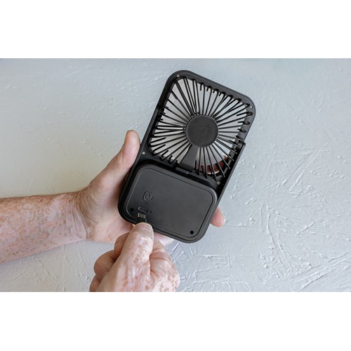 black Ventilador escritorio recargable plástico reciclado Aervina