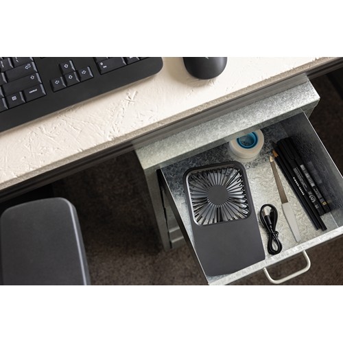 black Ventilador escritorio recargable plástico reciclado Aervina