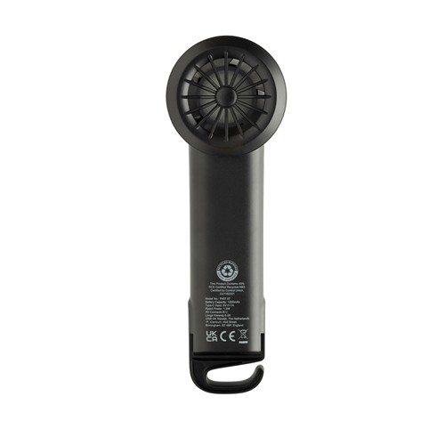 black Ventilador portátil recargable Twist RCS plástico reciclado