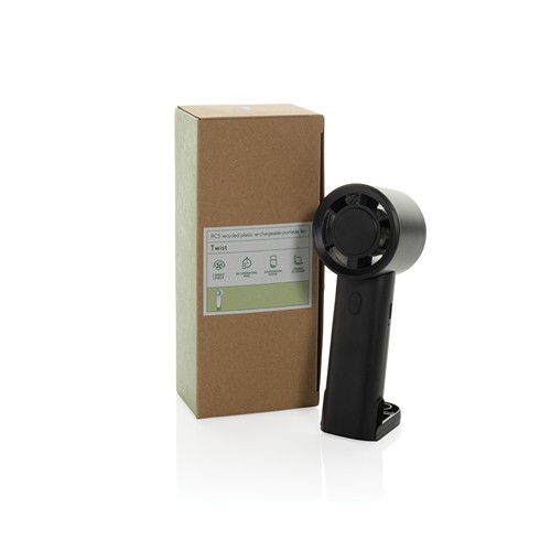 black Ventilador portátil recargable Twist RCS plástico reciclado