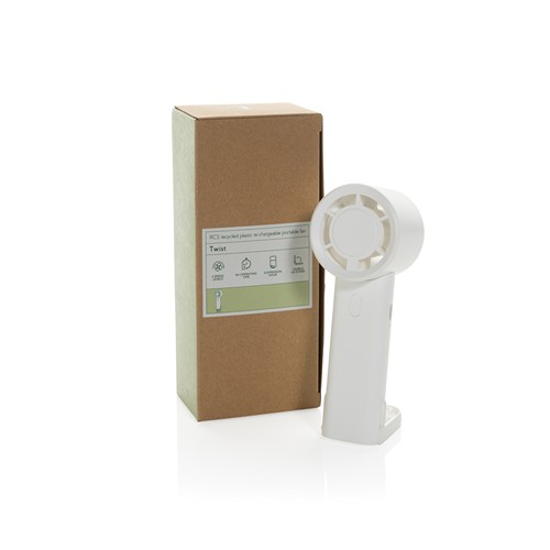 white Ventilador portátil recargable Twist RCS plástico reciclado