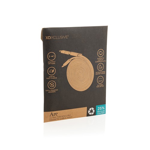 Cable magnético Arc 60W ultrafino 2 en 1 reciclado RCS