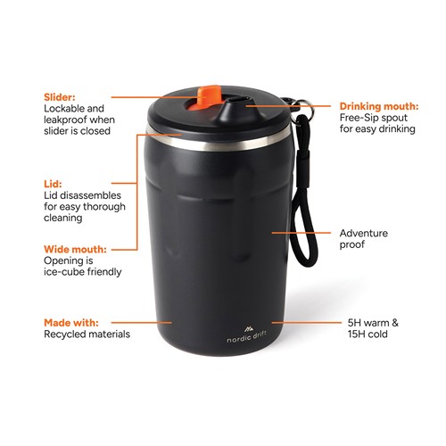 Taza café Nordic Drift Trail RCS cierre y hermética 350 ml