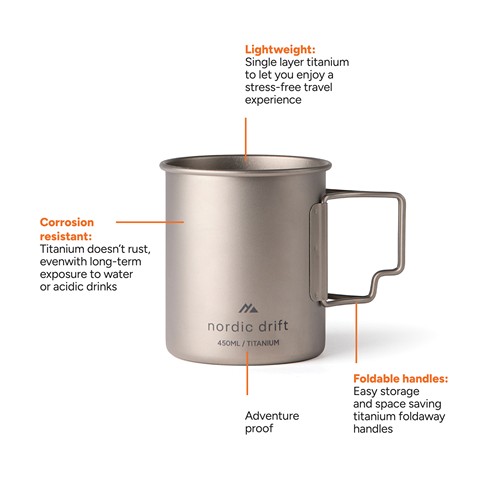 Vaso Nordic Drift Trail Ultra Light de titanio de 450 ml