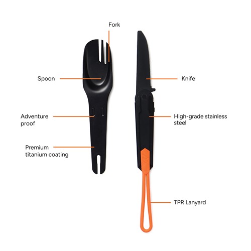 black Cubiertos para exteriores Nordic Drift Trail 4 en 1