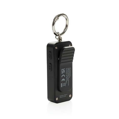 black GuardBuddy RCS alarma personal recargable por USB-C