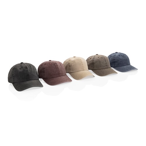 marrón oscuro vintage Gorra BEAU AWARE™ de sarga de algodón 6 paneles y 270 g/m.