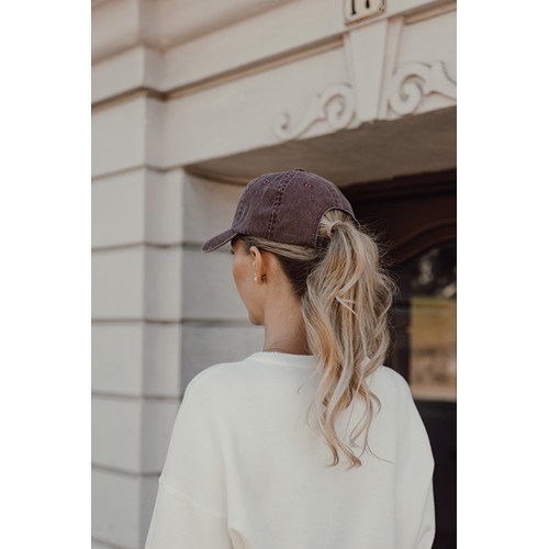 marrón oscuro vintage Gorra BEAU AWARE™ de sarga de algodón 6 paneles y 270 g/m.