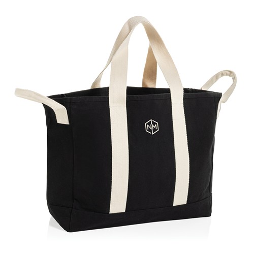 black Bolsa playa BEAU AWARE™ lona reciclada 400 g/m² asa lateral
