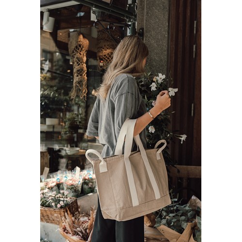 beis Bolsa playa BEAU AWARE™ lona reciclada 400 g/m² asa lateral
