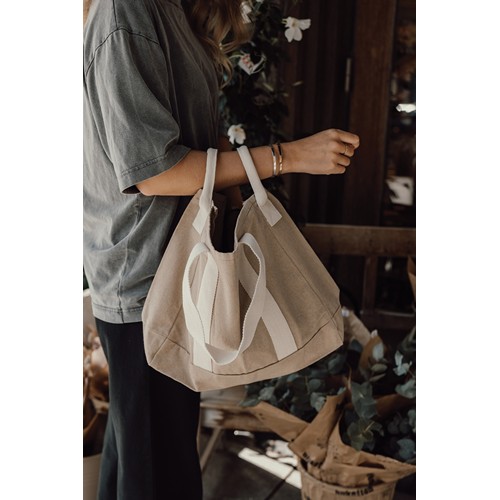 beis Bolsa playa BEAU AWARE™ lona reciclada 400 g/m² asa lateral