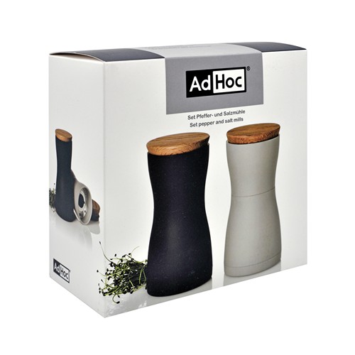 black Set de molinillos dobles de sal y pimienta AdHoc