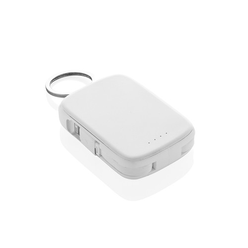 white Llavero Nexo y batería externa 2000 mAh con cables RCS