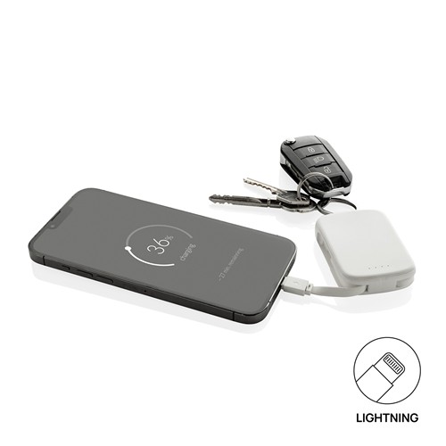 white Llavero Nexo y batería externa 2000 mAh con cables RCS