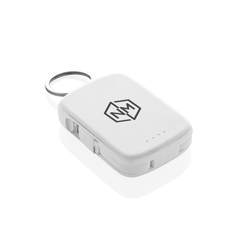 white Llavero Nexo y batería externa 2000 mAh con cables RCS