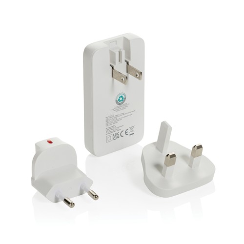 white Cargador plano Fluxo RCS 65W GaN y conectores universales