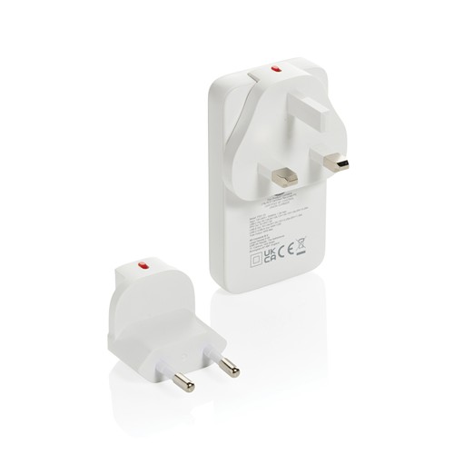 white Cargador plano Fluxo RCS 65W GaN y conectores universales