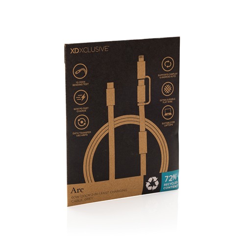 Cable de carga rápida 2 en 1 Arc RCS de 60W y 120 cm