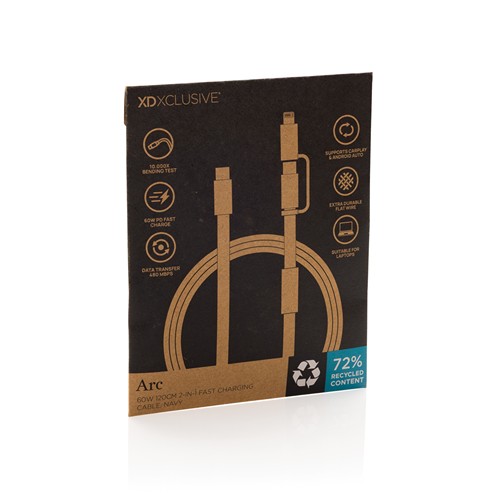 Cable de carga rápida 2 en 1 Arc RCS de 60W y 120 cm