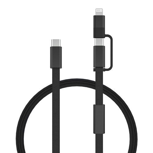 black Cable de carga rápida 2 en 1 Arc RCS de 60W y 120 cm