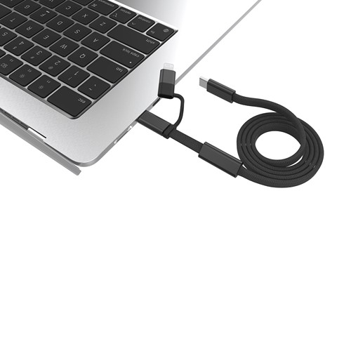 black Cable de carga rápida 2 en 1 Arc RCS de 60W y 120 cm