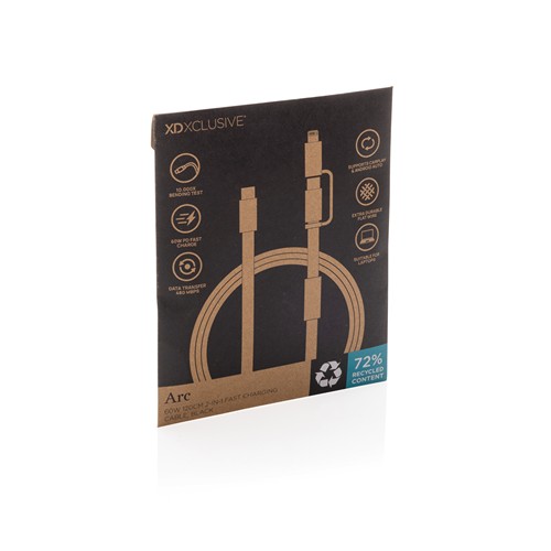 black Cable de carga rápida 2 en 1 Arc RCS de 60W y 120 cm