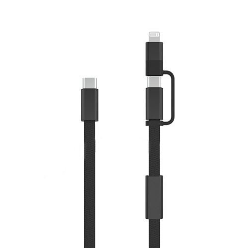 black Cable de carga rápida 2 en 1 Arc RCS de 60W y 120 cm