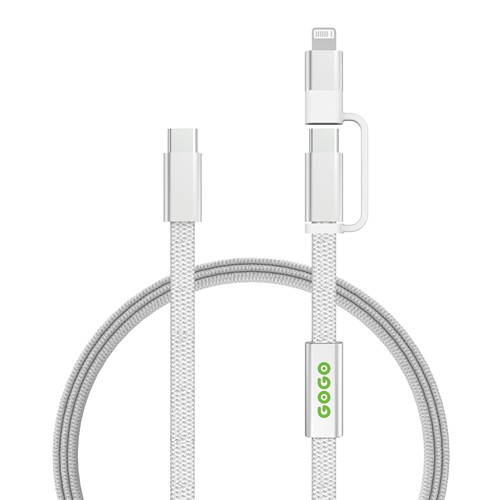 gray Cable de carga rápida 2 en 1 Arc RCS de 60W y 120 cm