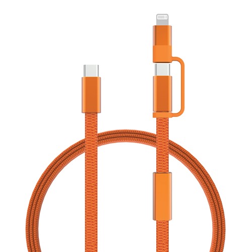 orange Cable de carga rápida 2 en 1 Arc RCS de 60W y 120 cm
